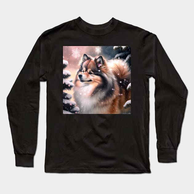 Finnish Lapphund In The Snow Long Sleeve T-Shirt by Enchanted Reverie